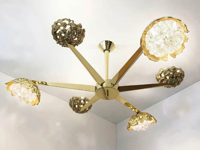 FUSIONE - Brass ceiling lamp with crystals _ GASPARE ASARO